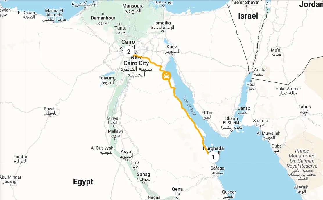 How Far is it from Hurghada to Cairo